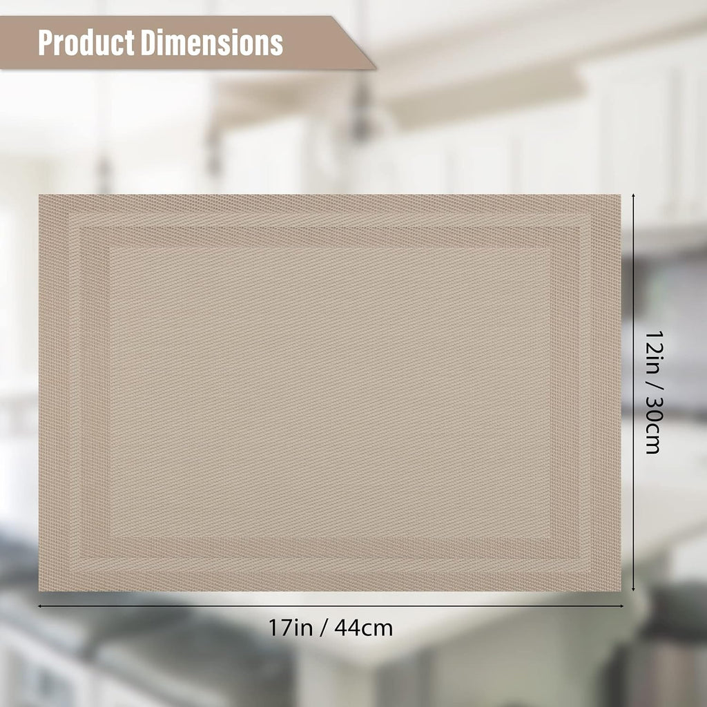 Placemats,Heat Resistant Woven Vinyl Washable PVC Place Mats,Non-Slip Stain Resistant Indoor/Outdoor Table - Set of 4