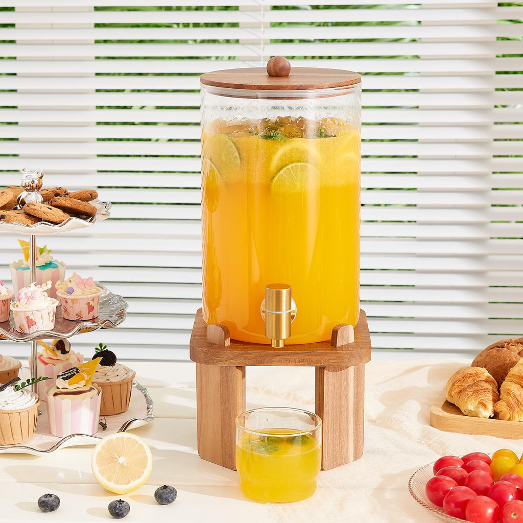 1 Gallon Glass Drink Dispenser for Parties with Stand