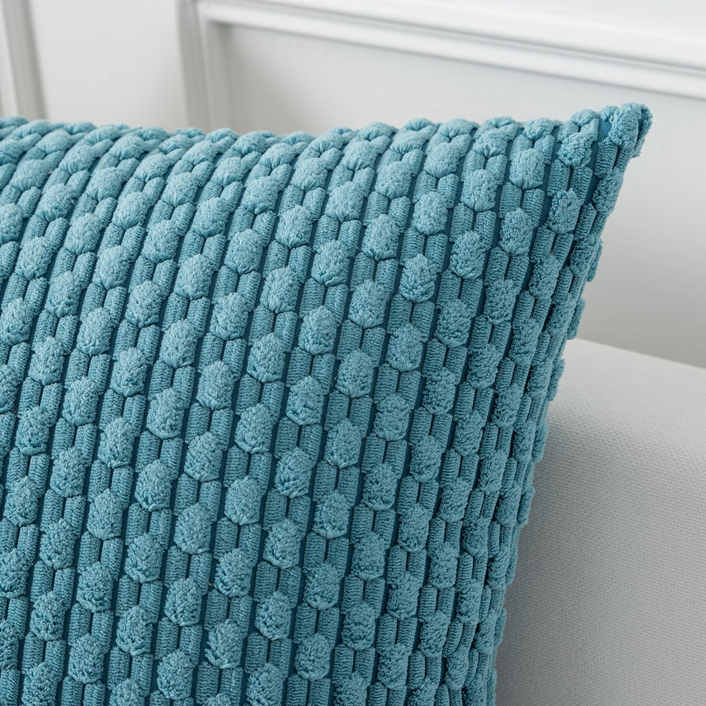 Soft Corduroy 26x26 Inch Pillow Covers 2 Pack, Light Blue