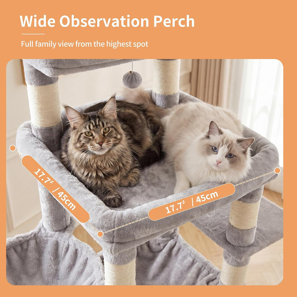 Floor to Ceiling Cat Tree, 104.7"-116.5" Height-Adjustable