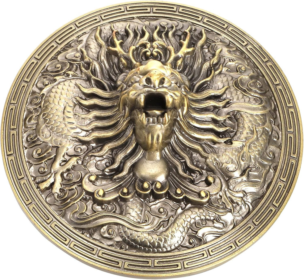 Round Metal Container with Dragon Finial, Metal Living Room Decorative Jar, Dragon Decorated Covered Jar, Bronze