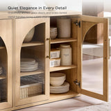 Glass Arched Door Sideboard Buffet Cabinet Set of 2, Accent Cabinet with Adjustable Shelf