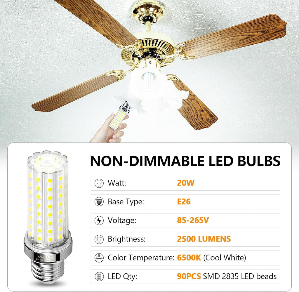 LED Light Bulb 6pcs 150W Equivalent 2500Lumen 3000K Warm White 20W LED Corn Light Bulb E26/E27 Base Non-Dimmable