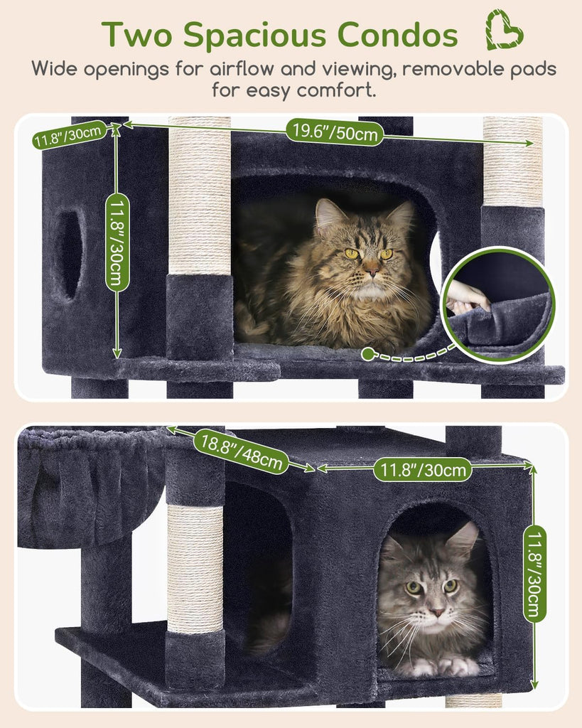 Heavy Duty Cat Tree, 74in Sturdy Cat Tower for Large Cats Adult, Big Cat Tree with 7 Sisal Scratching Posts