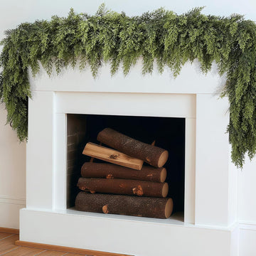 2 Pcs 6FT Christmas Garland, Christmas Decorations, Real Touch Cedar Garland, Artificial Cypress Garlands for Mantle