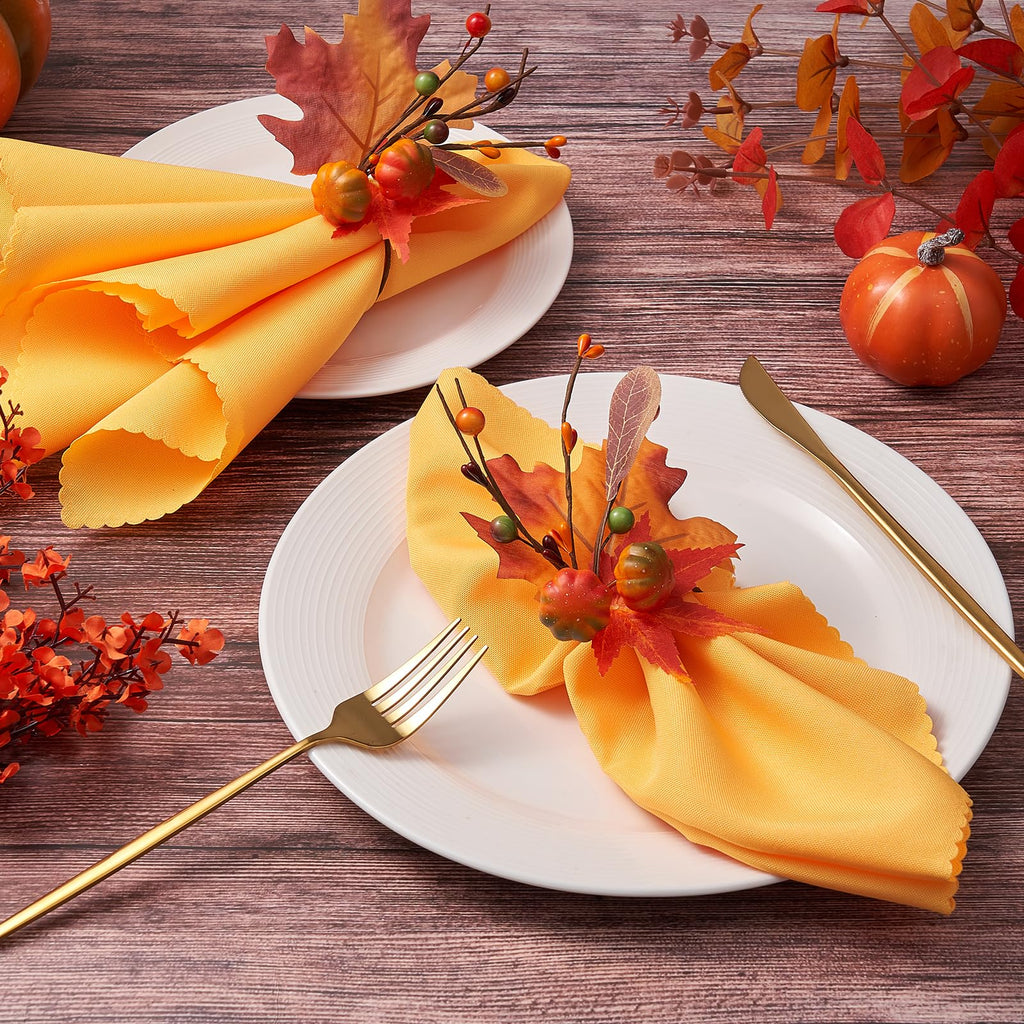 Fall Thanksgiving Napkins and Napkin Rings, Thanksgiving Table Decorations