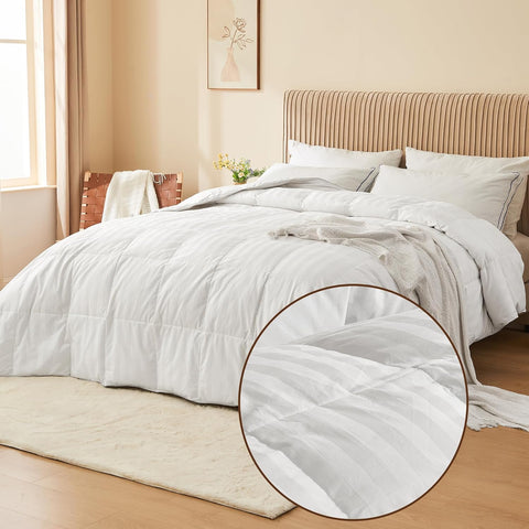 Goose Feather Down Comforter Full/Queen - All Season Duvet Insert Ultra Fluffy Soft 100% Cotton Shel
