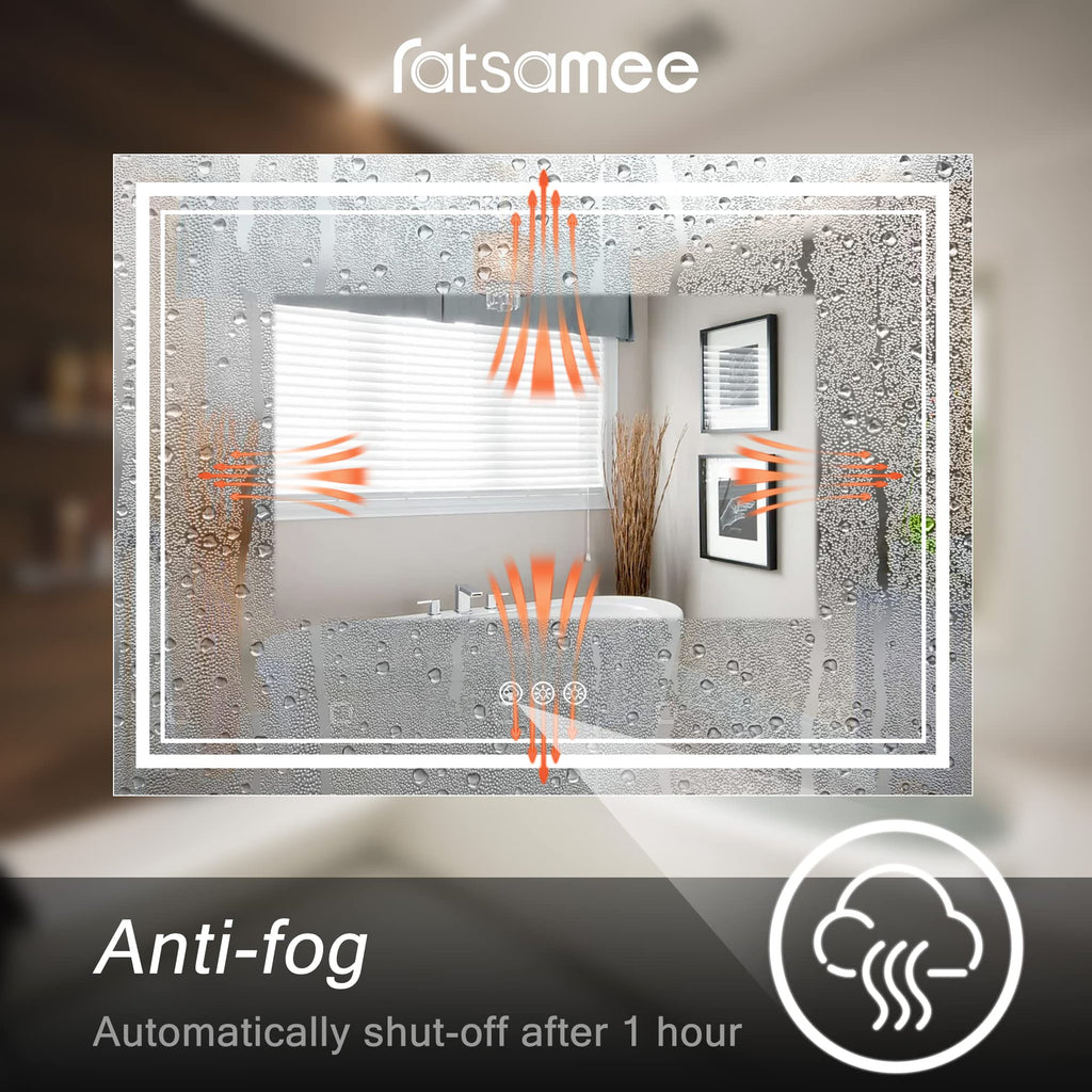 60x36 LED Bathroom Mirror with Lights, Backlit+Front Lit, Anti-Fog