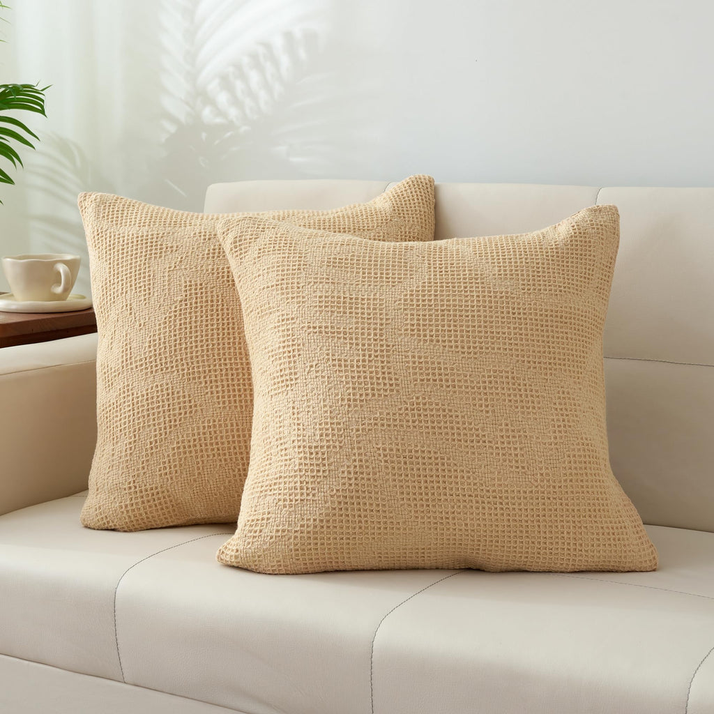 100% Cotton Waffle Pillow Covers Set of 2 18"x18"