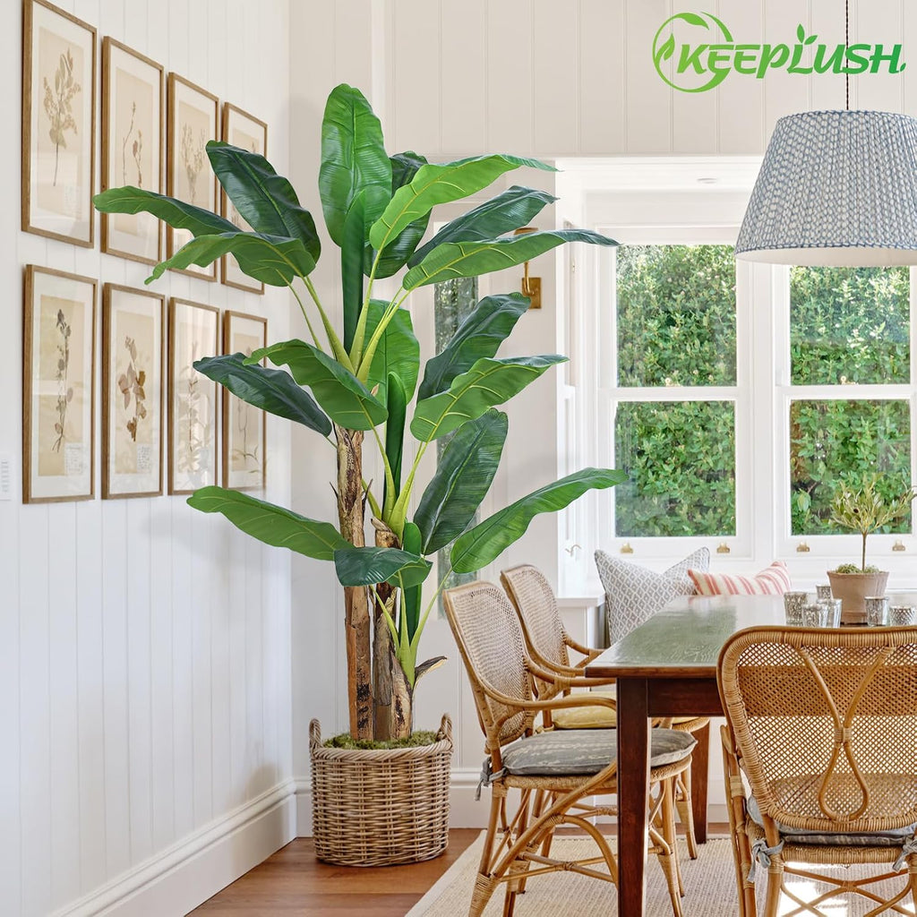 6ft Extra Tall Artificial Banana Tree, Fake Banana Leaf Plant with 17 Faux Banana Leaves, Perfect Indoor Outdoor