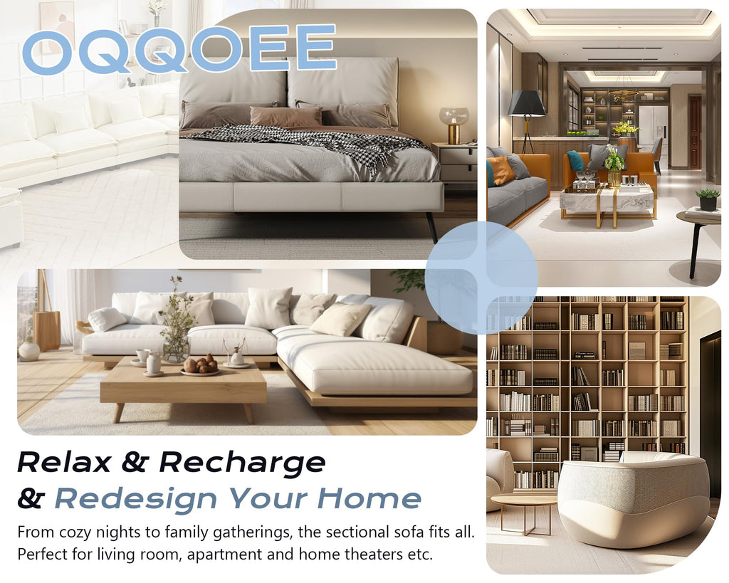 116" Oversized Modular Sectional Sofa U-Shaped Corner Cloud Couch with Ottoman, Convertible Deep Seat Chenille Couch