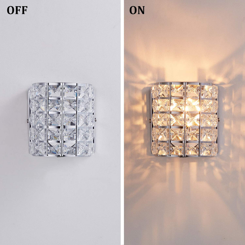 Modern Chrome Crystal Wall Sconces, Elegant Bathroom Vanity Wall Light Fixtures Bedroom Bathroom Hallway Entryway