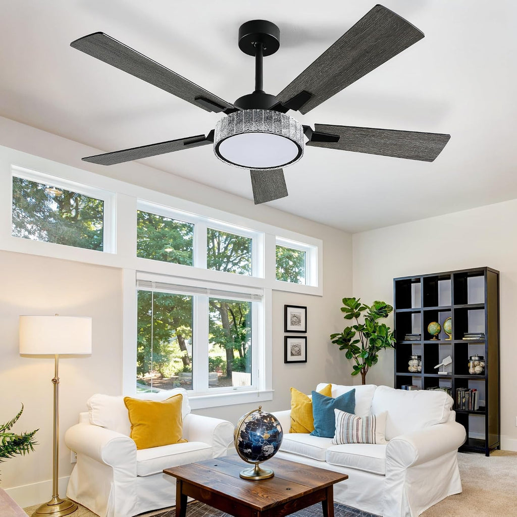 52 Inch Chandelier Ceiling Fans with Lights and Remote/App, Smart Ceiling Fans Compatible with Alexa