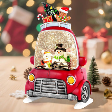 Christmas Snow Globe Lantern with 8 Holiday Music, Christmas Water Snow Globe USB/Battery Powered 6H Timer, Glitter