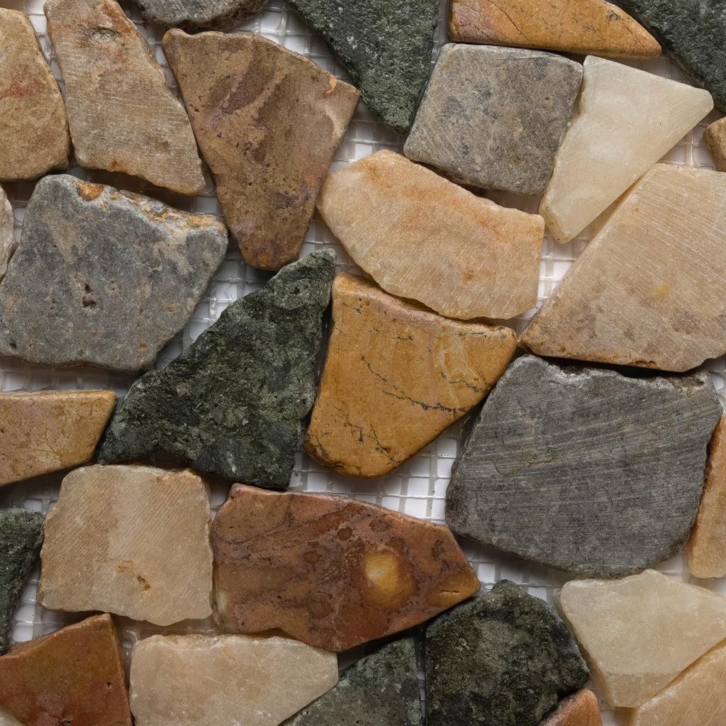 CNK Glazed Autumn Stone Pebble Tile - 12" x 12" Unpolished Natural Stone Backsplash, and Outdoor Flooring | Durable