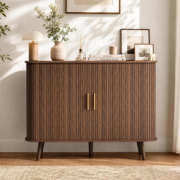 40" Sideboard Buffet Cabinet with Storage & Sliding Door, Walnut