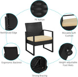 3 Pieces Rattan Bistro Set, Indoor/Outdoor Wicker Patio Modern Conversation Furniture