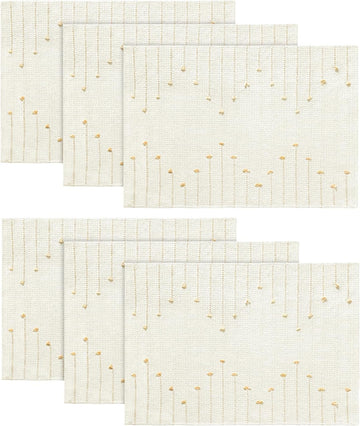 Burlap Brown Farmhouse Woven Rustic Placemats,12x18 Seasonal Holiday Macrame Burlap Kitchen Dining Table - Set of 6