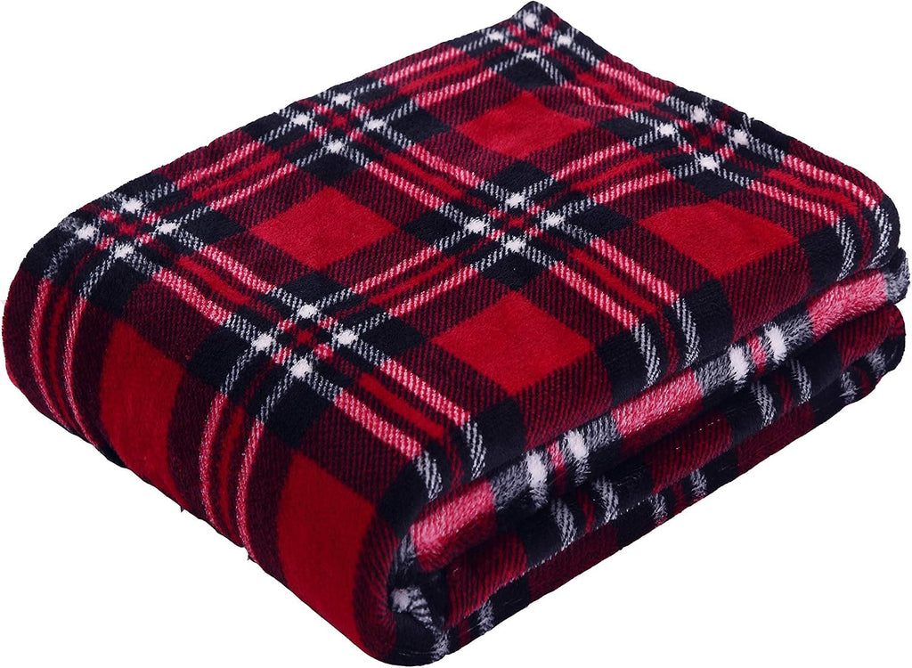 Velvet Touch Ultra Plush Christmas Holiday Printed Fleece Throw/Blanket-50 x 60inch, (Plaid)