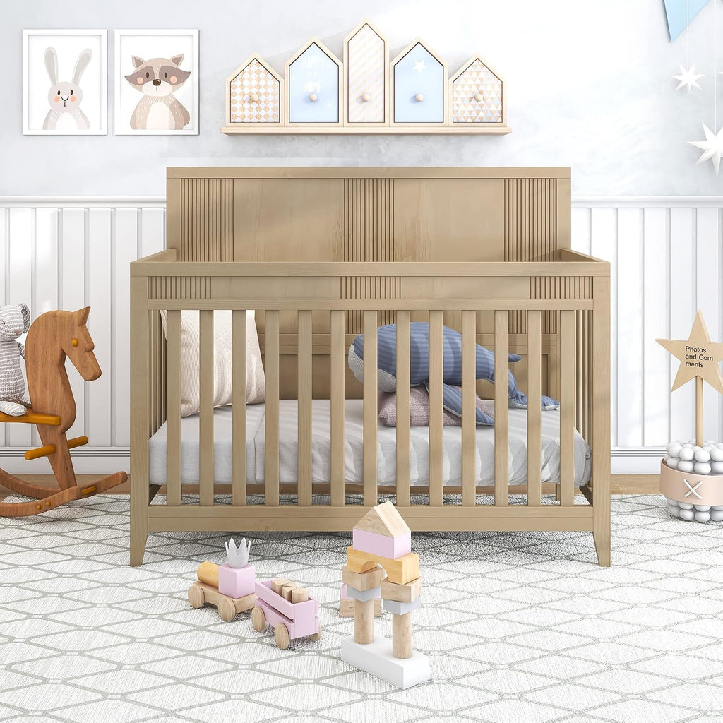 Safe Crib, Pine Solid Wood, Non Toxic Finish, Hazel Wood