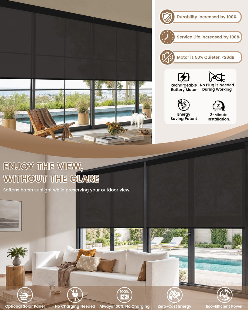 Motorized Blinds with Remote - Motorized Sunscreen Solar Shades