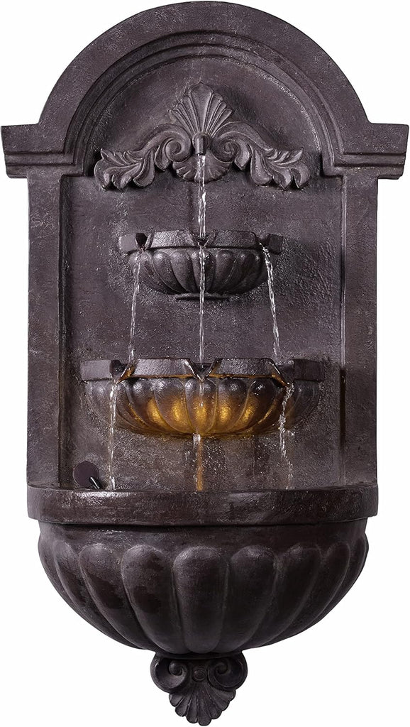 San Pablo Wall Fountain with Bronze Finish, Classic Style, 35" Height, 9" Width, 19.5" Depth