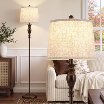 Floor Lamps, 62" Modern Farmhouse Standing Tall Lamp(Brown)