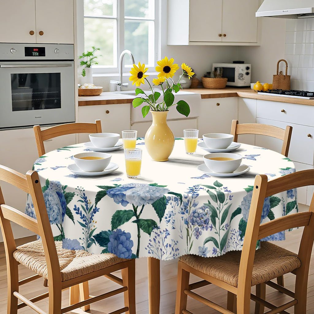 60Inch Round Tablecloth Waterproof Stain Wrinkle Free Table Cover