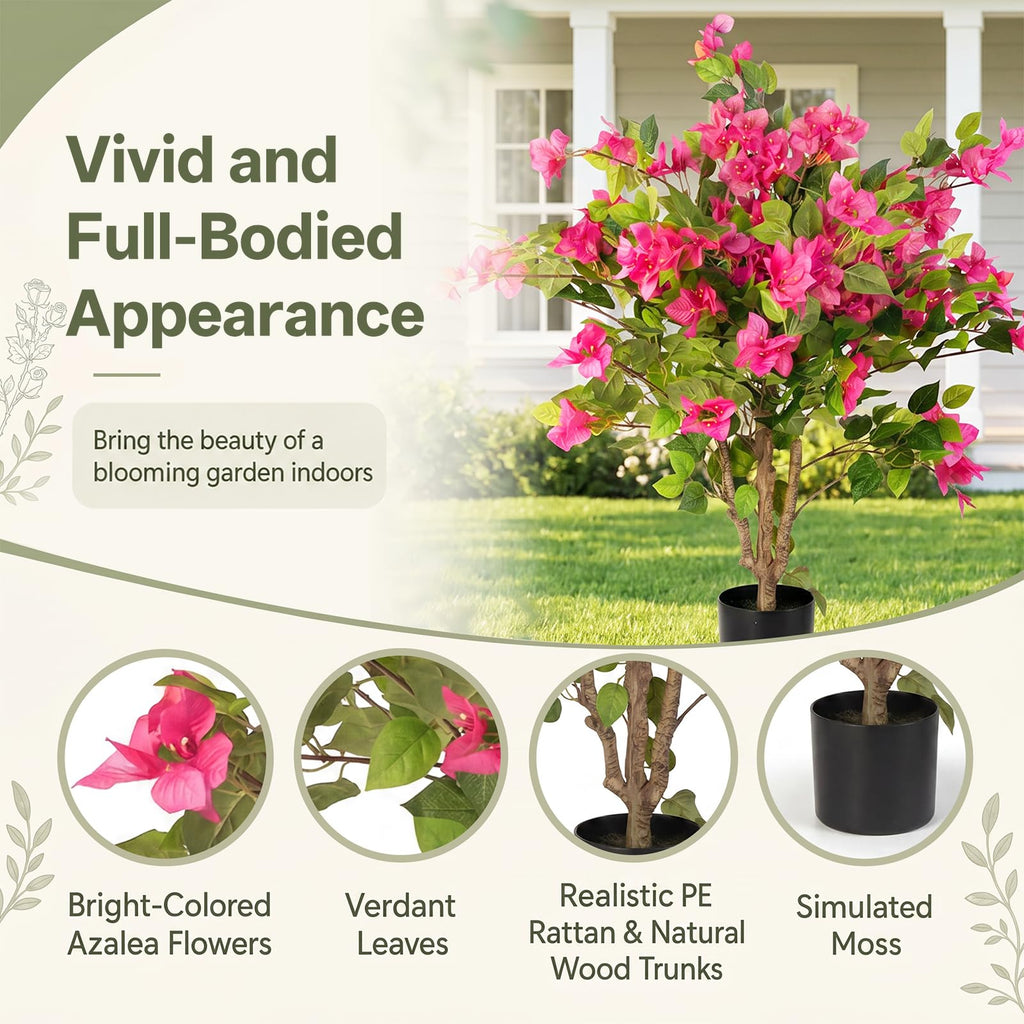 3FT Artificial Bougainvillea Tree, Faux Bougainvillea for Indoor Outdoor Decor, Lifelike Bougainvillea Artificial
