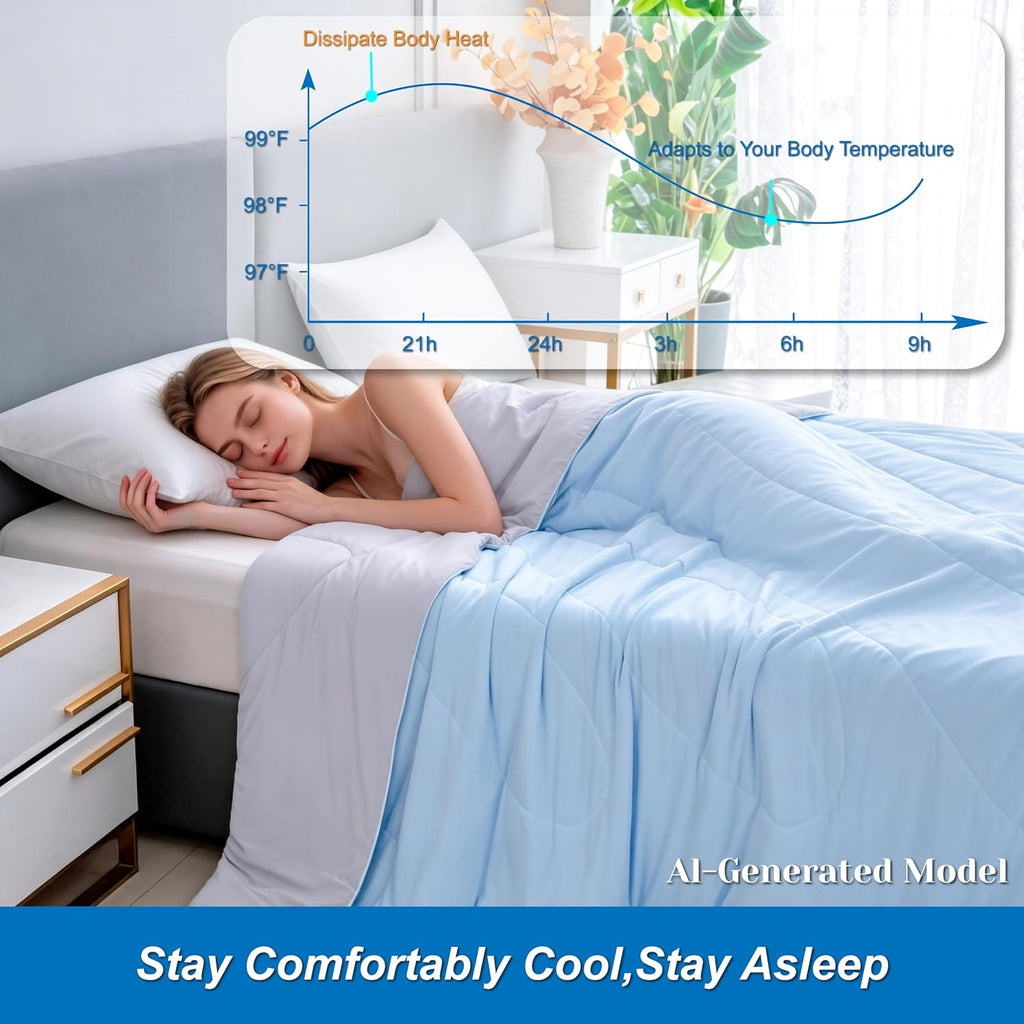 Cooling Comforter Queen Size - Cooling Blankets for Hot Sleepers | Lightweight Comforter for Night Sweats