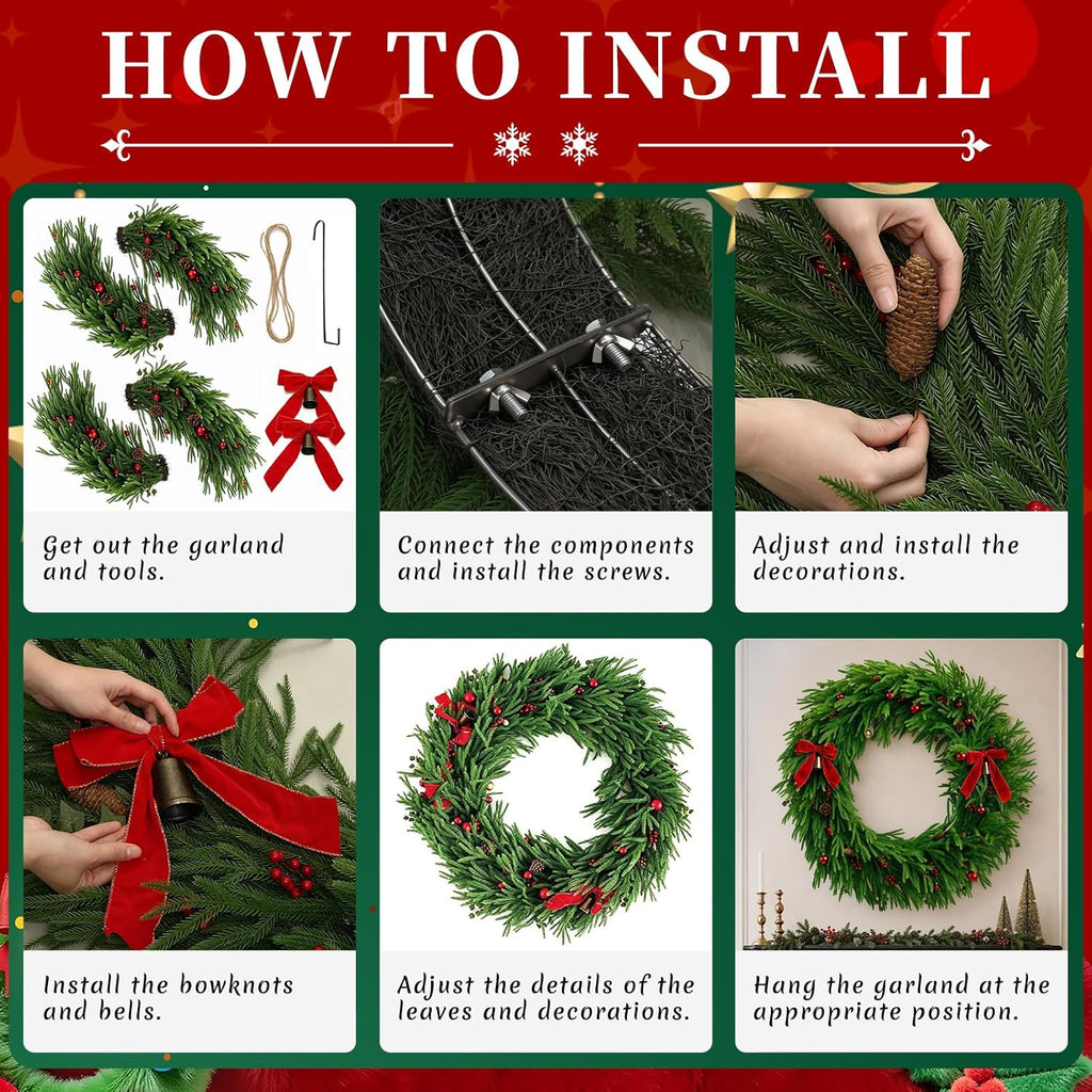 48in Indoor/Outdoor Large Artificial Christmas Wreath, Green