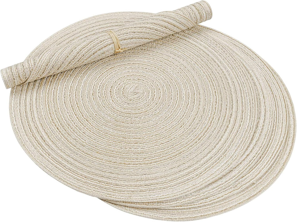 Inch Round Placemats Heat-Resistant Stain Resistant Anti-Skid Washable Polyproplene Table Mats Placemats (Beige - Set of 6