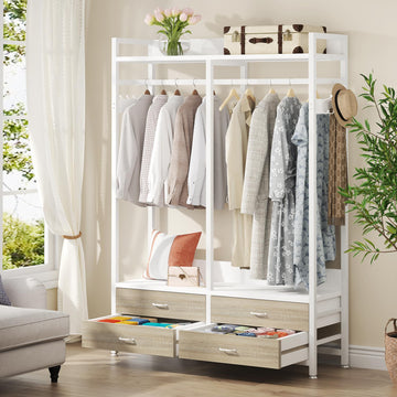 Freestanding Closet Organizer, Garment Rack with 4 Drawers