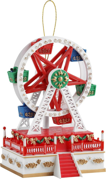 Mini Carousel Music Box, Animated Spinning Christmas Decoration with Holiday Melody and Hand-Painted Details