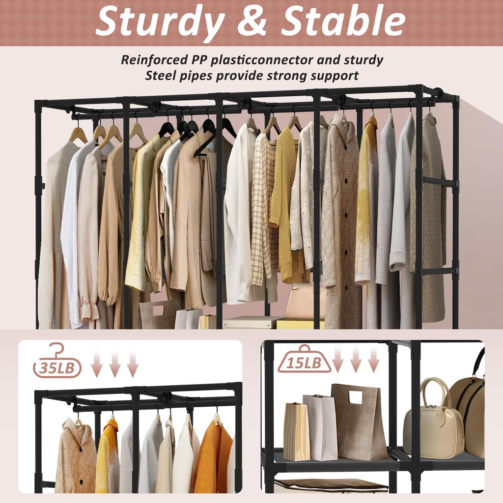 Wardrobe Closet, Quick and Easy Assembly, Gray Portable Closet