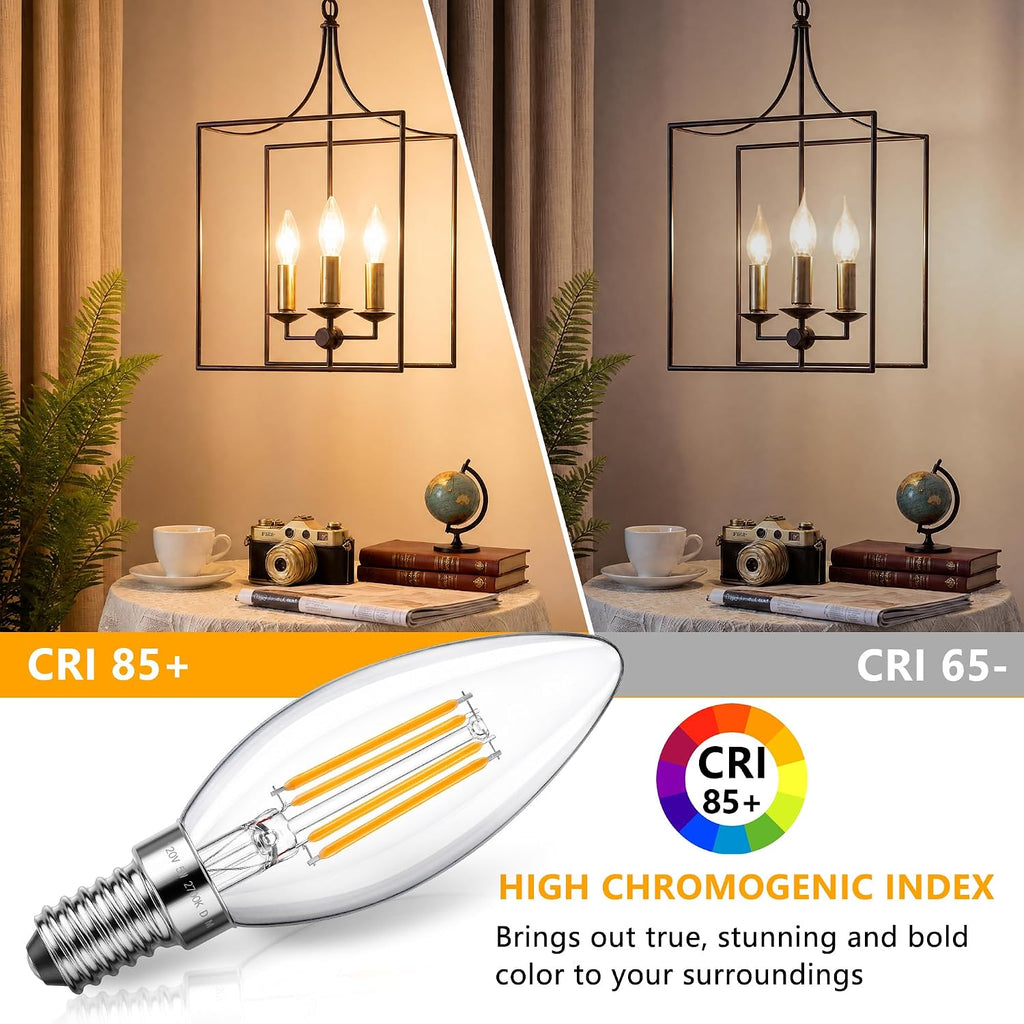 Dimmable E12 Candelabra LED Bulb 2700K Warm White 12-Pack