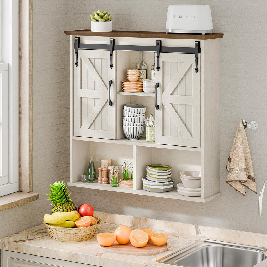 Bathroom Wall Cabinet, Farmhouse Medicine Cabinet, Rustic White