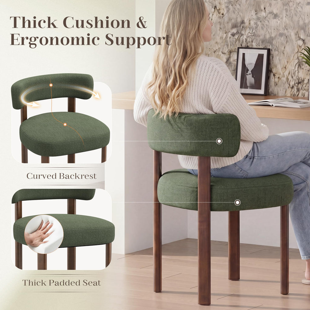 Wooden Dining Chairs Set of 4, Upholstered Kitchen Chairs with Solid Wood Legs, Mid Century Dining Room Chair with