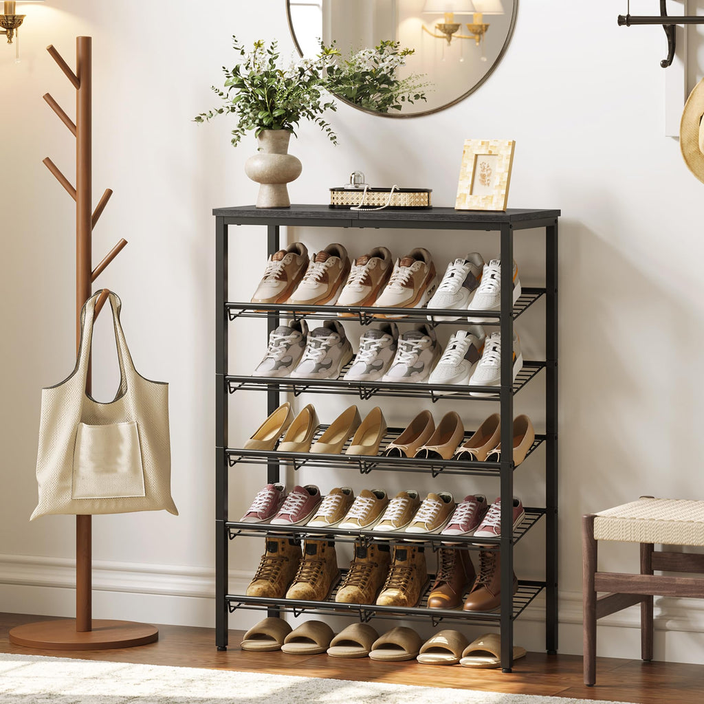 Shoe Rack, 6 Tier Shoe Organizer for Closet, Black