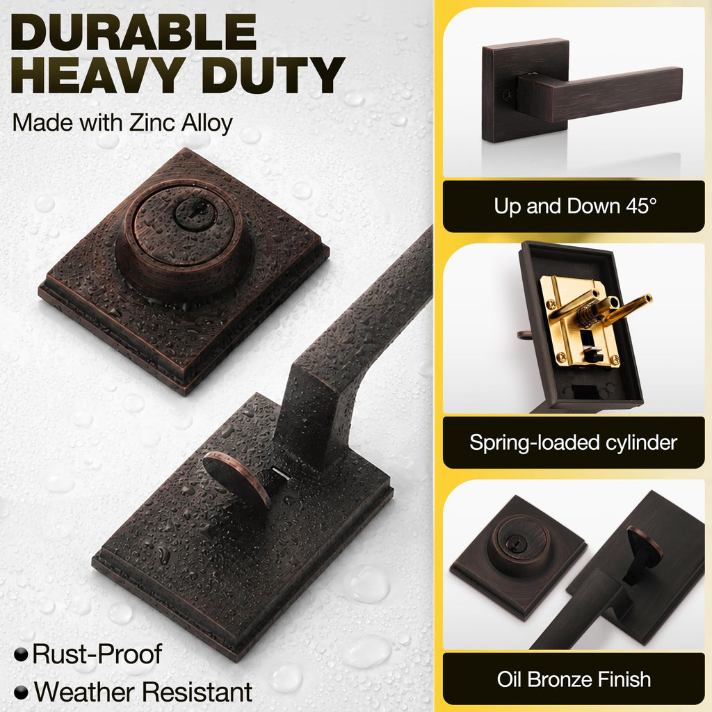 Front Door Handle and Deadbolt Lock Set, Oil Rubbed Bronze