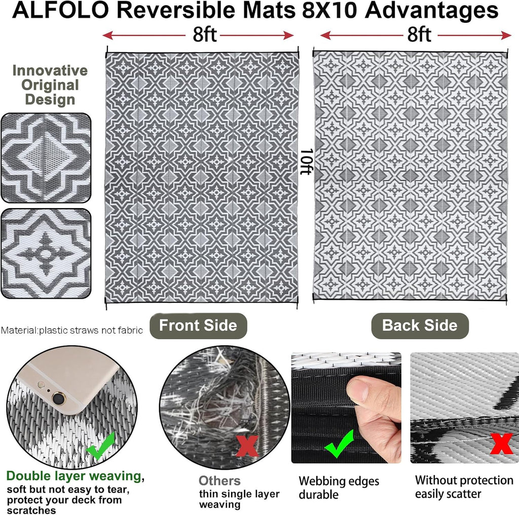 Outdoor Rug for Deck Waterproof,Outdoor Plastic Straw Camping Rug Reversible Mat for,Porch, Balcony Rv Camping