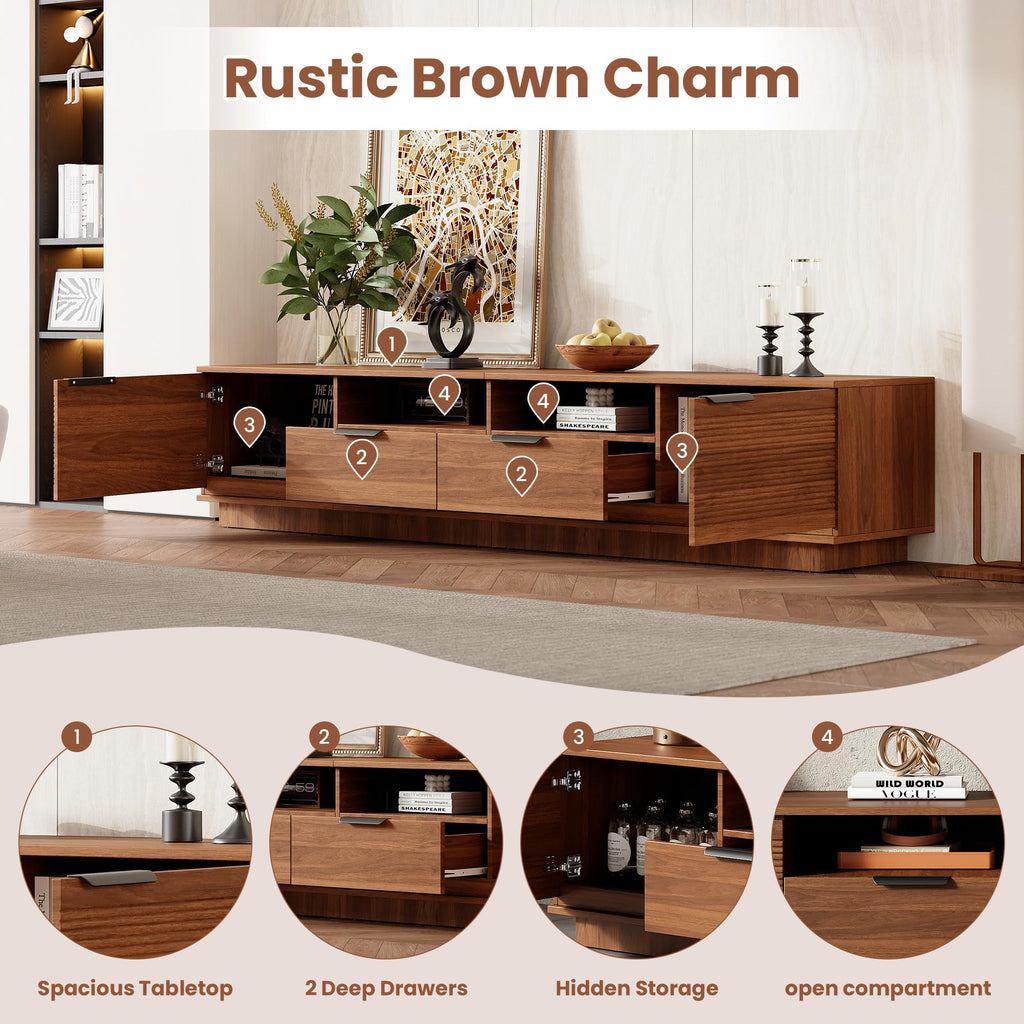 Mid-Century Modern Fluted TV Stand for TVs Up to 85"