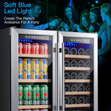 30 Inch Dual Zone Wine and Beverage Cooler,28 Bottles & 110 Cans Wine Fridge,Bui