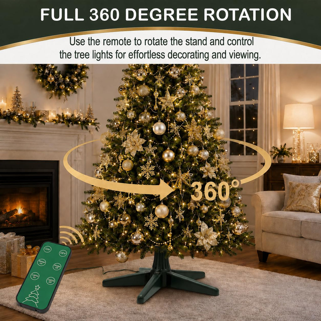 Rotating Christmas Tree Stand with Remote, 360 Spin (Green)