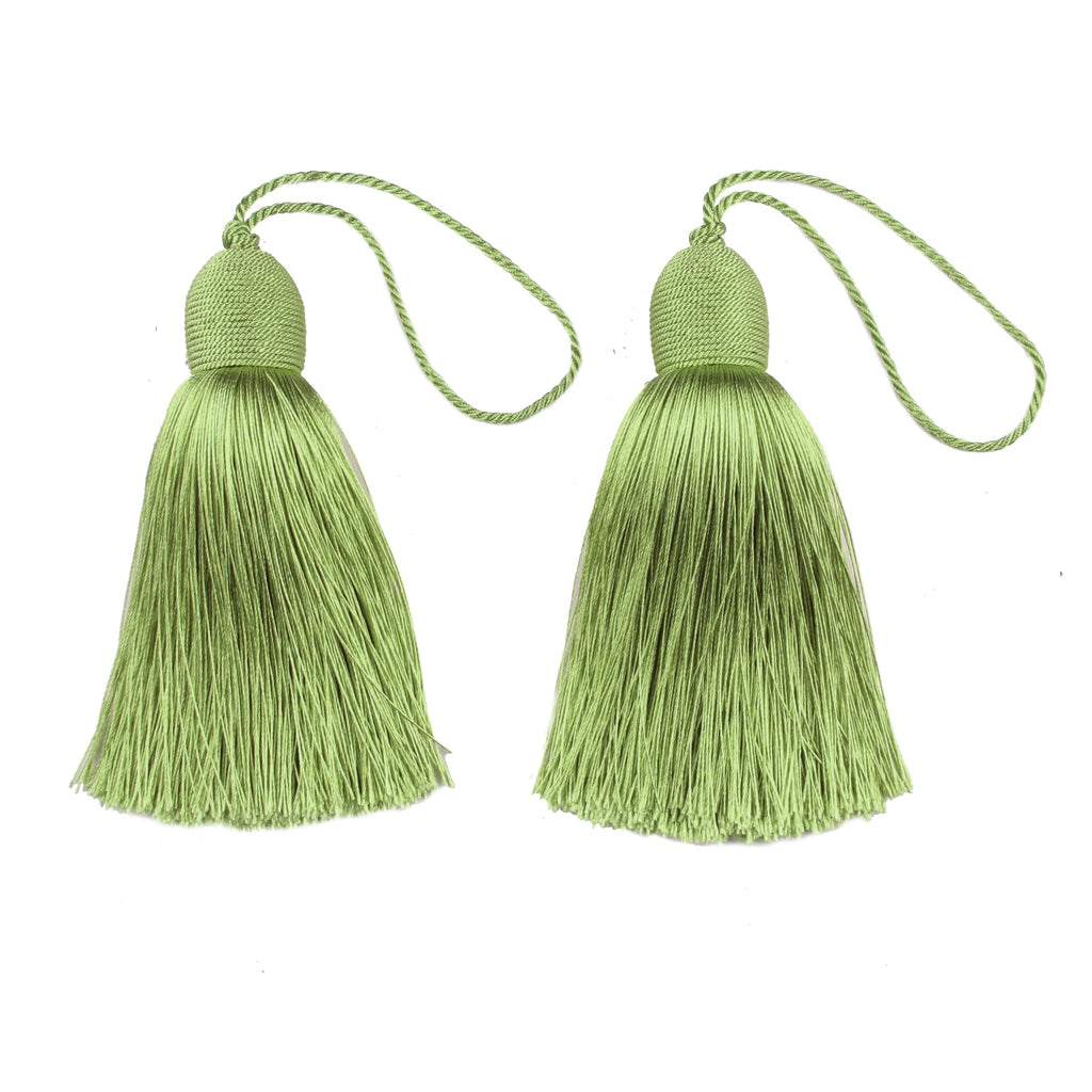 Key Tassel with Loop DIY Handmade Craft Accessories,Green - 2Pcs