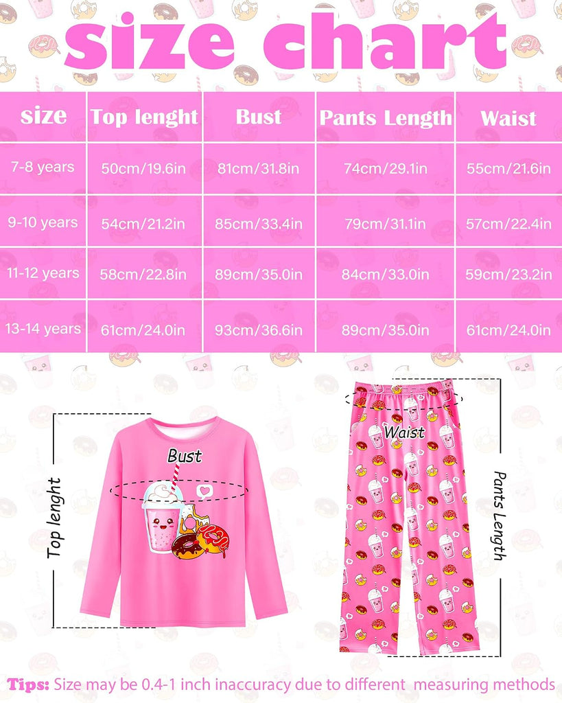 Girls Pajamas Piece Pjs Set Kids Long Sleeve and Pants Jammies Casual Wear Girls' Sleepwear Lounge Clothes Big Kid