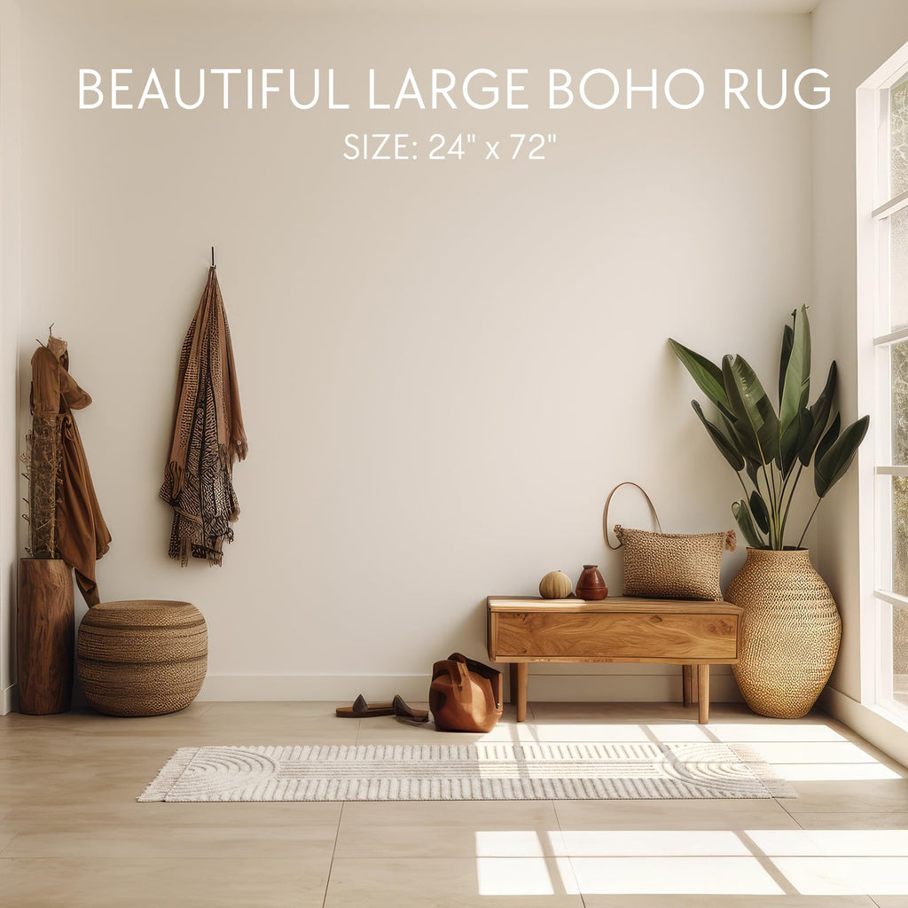 Beautiful Boho Runner Rug with Tassels - Soft Cotton