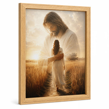 Framed Jesus Wheat Field Canvas Wall Art Christian Home Decor 12x16 Inches