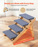 Wood Pet Stairs, 4-Step Dog Stairs for Beds, Sofa & Cars, 150lbs Load Capacity, Floded Flat Design