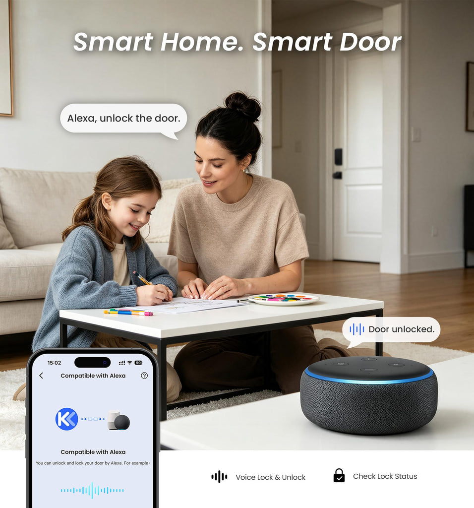 WiFi Smart Fingerprint Deadbolt Front Door Lock, Matte Black